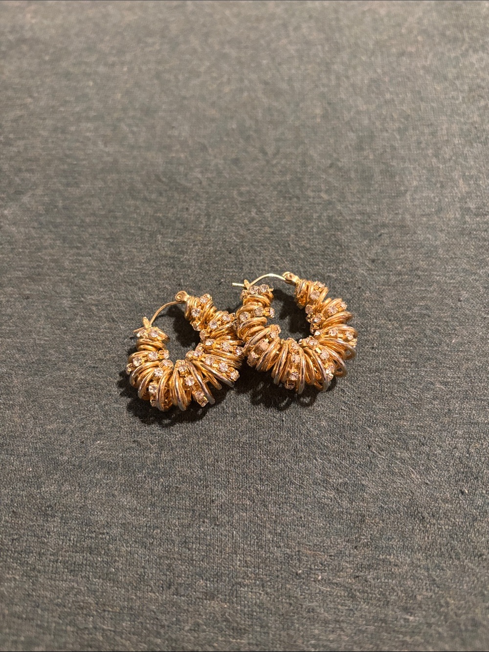 Gold Beaded Hoop Earrings - Women's Jewelry